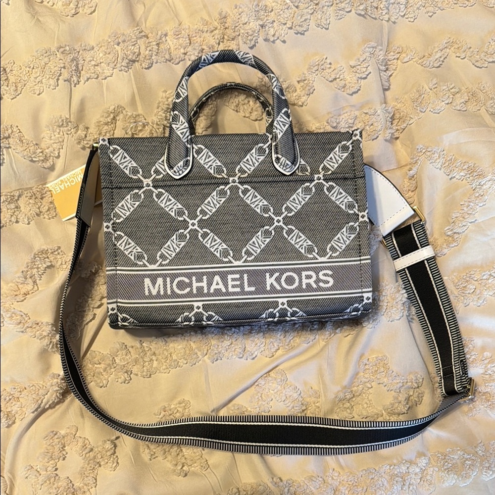 NWT Michael Kors Monogram Black and White Crossbody Bag